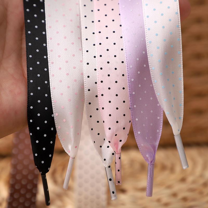 Lace Replacement Flat - Tali Sepatu Datar Pita Sutra Polka